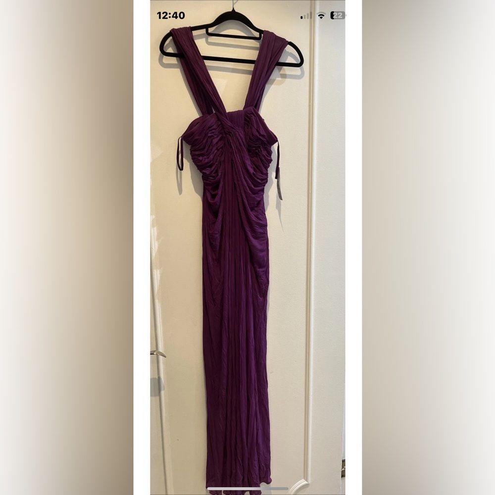 Ladies Donna Karan Black Label Sheer Jersey Long Dress Size Small $2,995 Purple